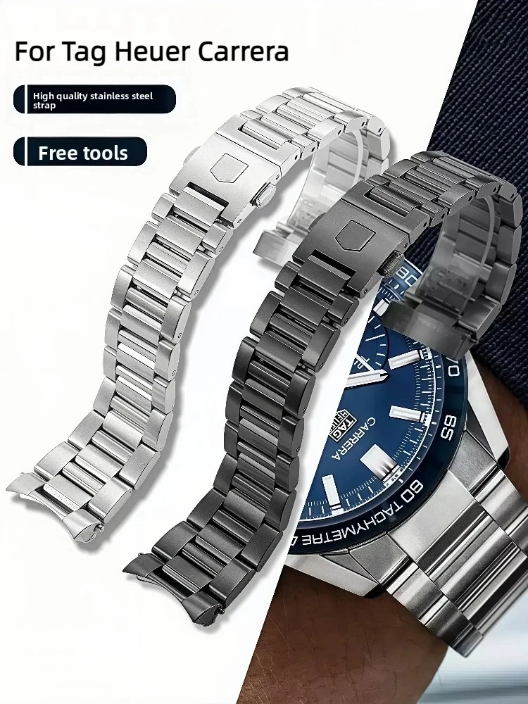 

22 24mm Solid Stainless Steel Watchband For Tag Heuer Carrera CBN2A1D Competitive Potential WAY201S Series Metal men Watch Strap