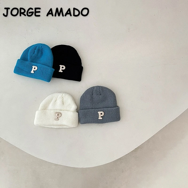 

Korean Style Baby Winter Knit Hat Letter Solid Color Fashion Thick Warm Beanie Toddler Soft Knitted Cap Kids Accessories S2203