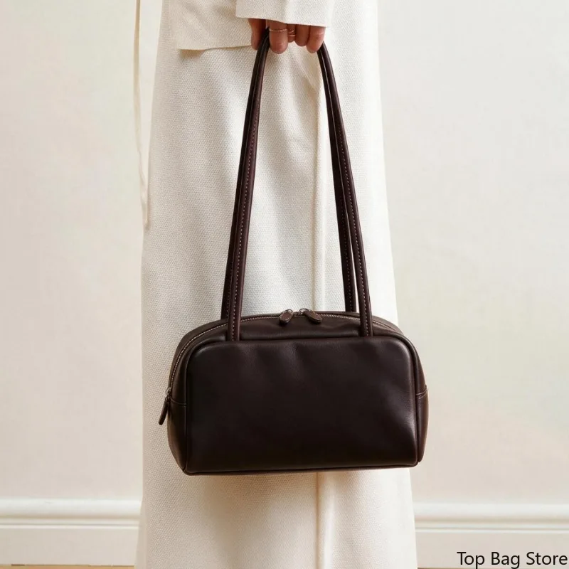 Minimalist Everyday Work Shoulder Bag for Women Genuine Lambskin Leather Luxury Handbag Portable Durable Purse