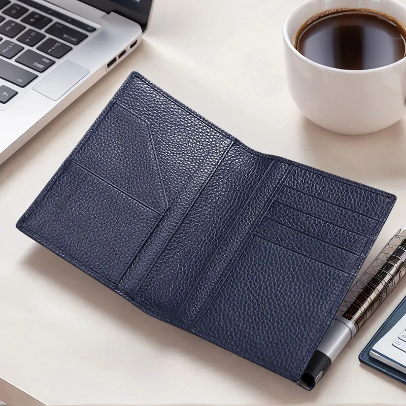 Reiseboarding-Pass aus echtem Leder, Reisepass-Notizbuch, mehrere Kartenfächer, Ausweis, Kreditkartenhalter