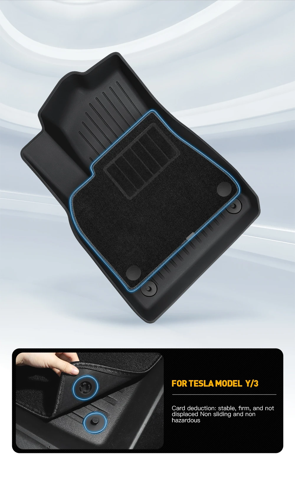 YZ For Tesla Floor Mat Model Y 2021-2026 Model 3 Highland Car Trunk Mat Luggage Mat TPE Waterproof Anti-Slip Set Floor Liner Mat