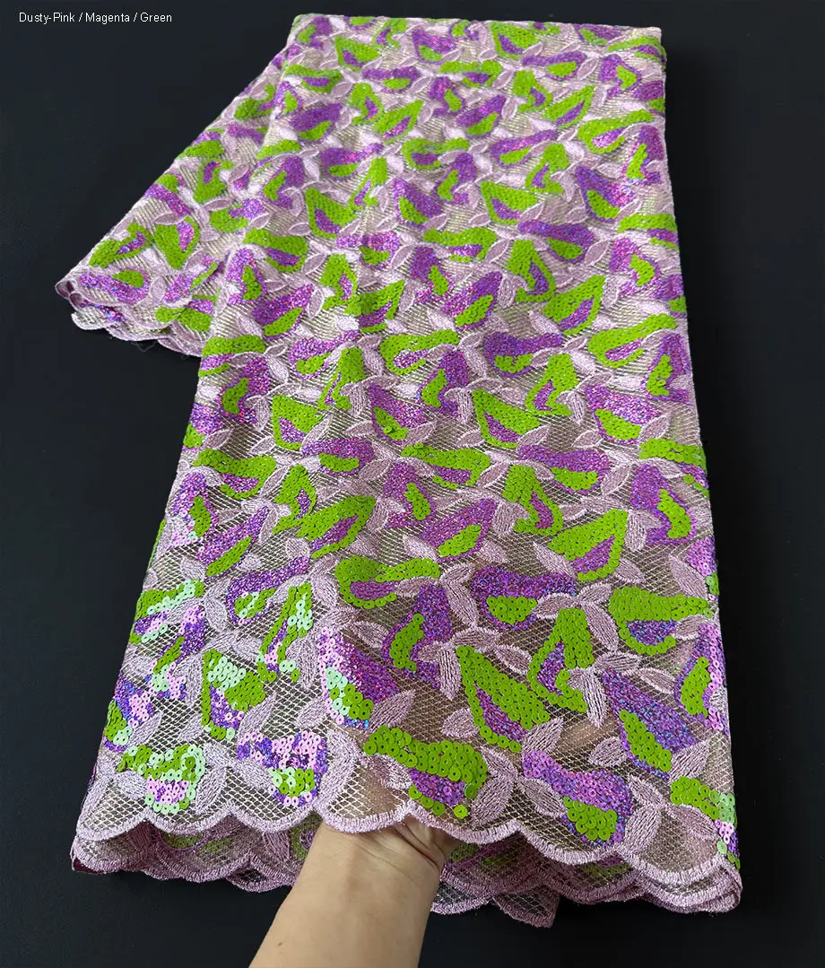 

Excellent Embroidered French Tulle Lace African Sequined Mesh Fabric Shiny Metallic Base Cloth 2025 Fashion Nigerian Garment