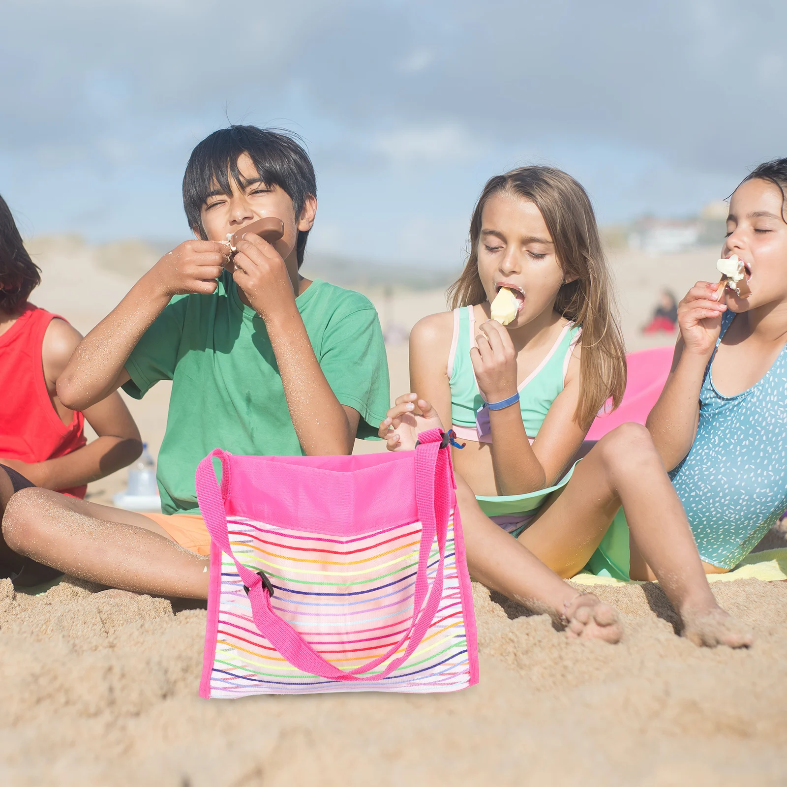 

2 Pcs Beach Toy Storage Bag Large Capacity Kids Tote Summer Net Toddler Bags Travel Beach Bag Household Storage