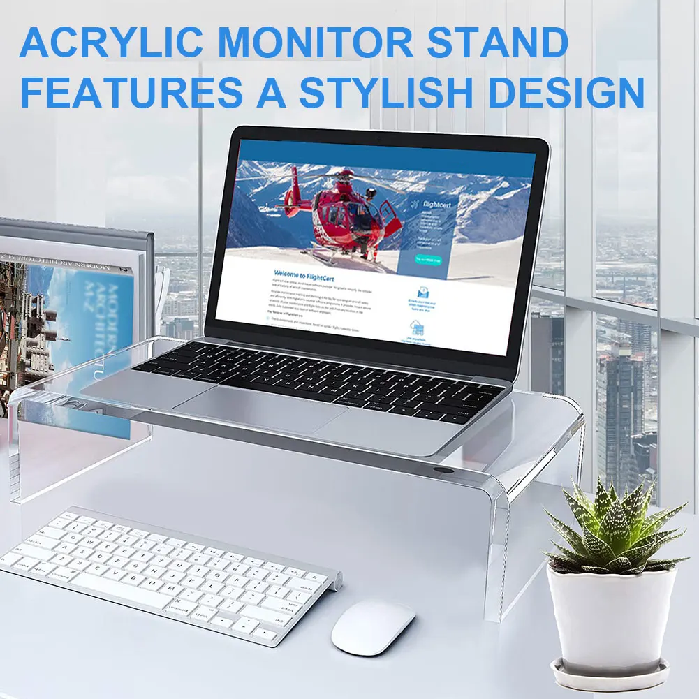 

Acrylic Monitor Stand Clear Monitor Riser Desk Laptop Stand Riser Laptop/PC/Multimedia Monitor Stand Office Supplies