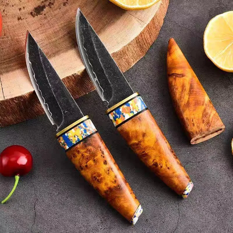

Japanese style Straight Blade Knife High Hardness Composite Steel Fixed Blade White Shadow Wood Handle and Scabbard edc knives