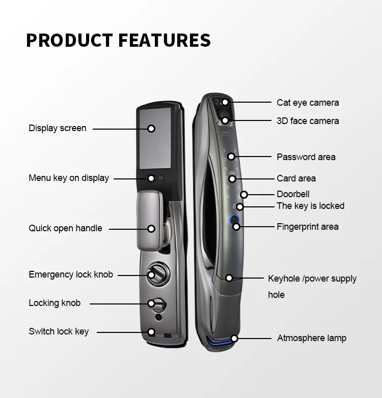 Factory price 3d face camera automatic fingerprint recognition intelligent door lock X9pro