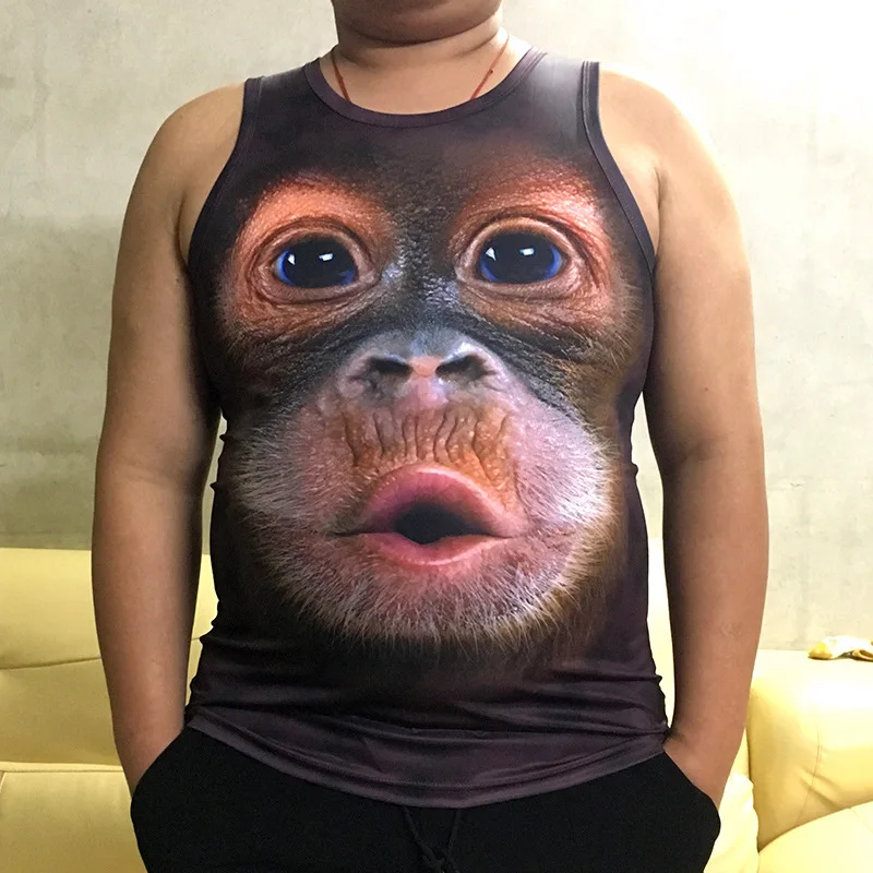 Funny Gorilla Muscle Bikini 3D Print Tank Tops Men's Streetwear Oversized Monkey Vest Harajuku Sport Sleeveless Top Man Clothing