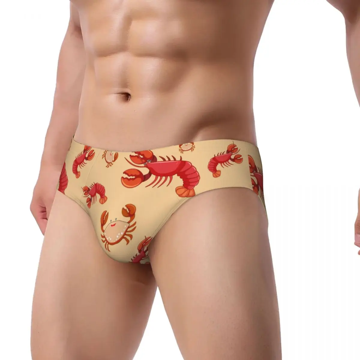 Men's Triangle Briefs Seafood Crabs Crayfish Panties Waist Breathable Shorts Mens Underwear