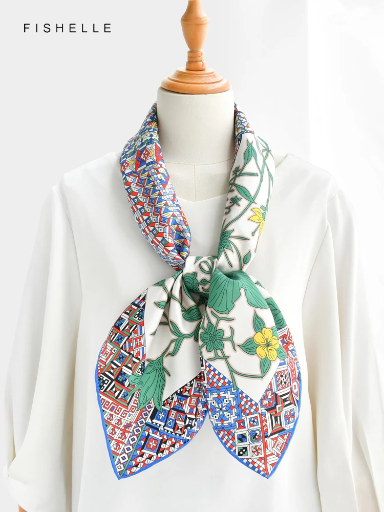 Nueva bufanda de seda de 100% de leopardo verde, chal de sarga para mujer, Bandana Hijab, regalos de lujo, diadema para mujer, bufandas, pañuelo de 90CM