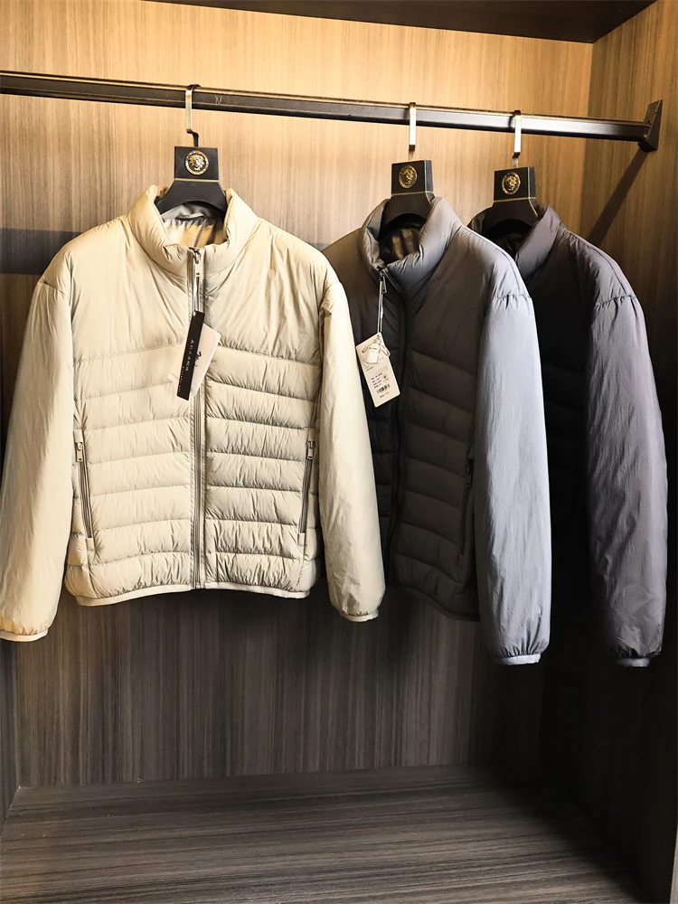 

Легкий водонепроницаемый мужской пуховик Jaet с воротником-стойкой, теплый модный осенне-зимний цвет, полиэфирное волокно