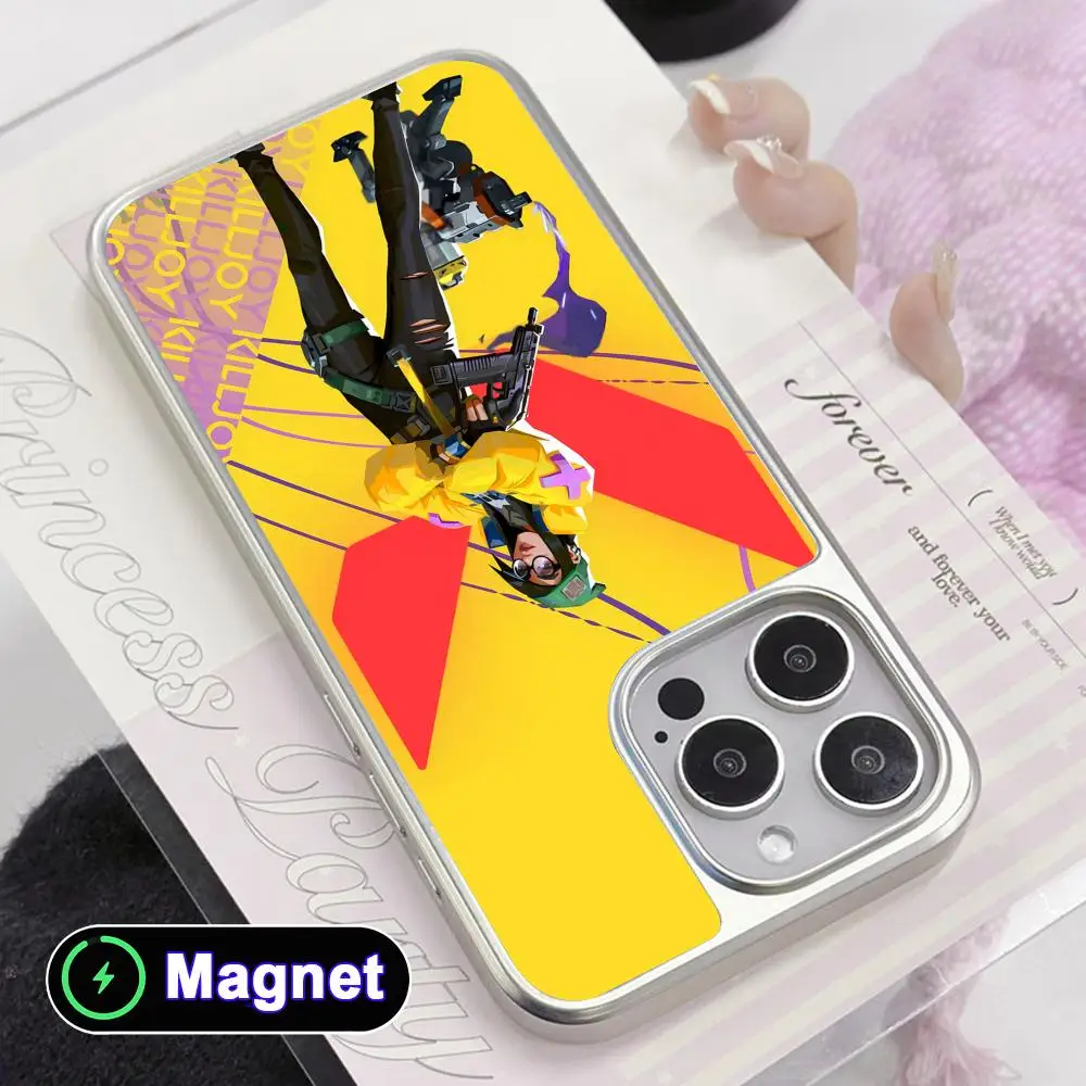 

Valo Killjoy Phone Case for iPhone 17 16 15 14 13 12 11 Air Pro Max Plus Electroplated Silver Magsafe Cover