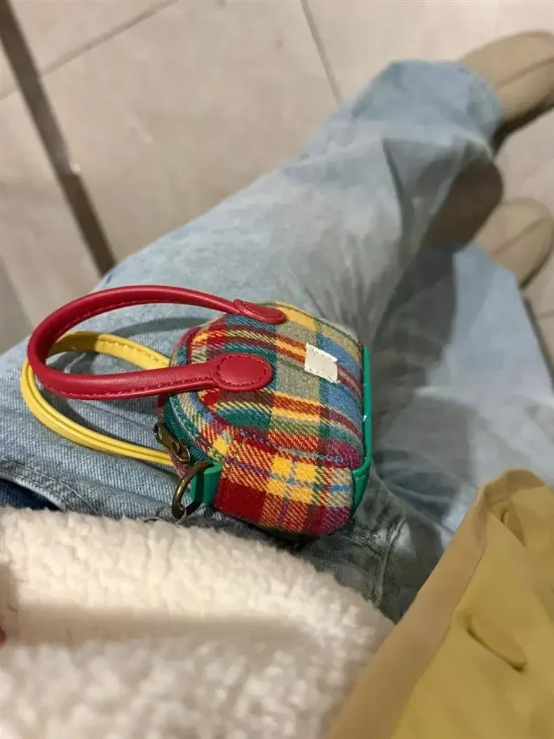 Sac à main à carreaux de Noël, mini sac pour écouteurs mignon, sac de changement de rouge à lèvres