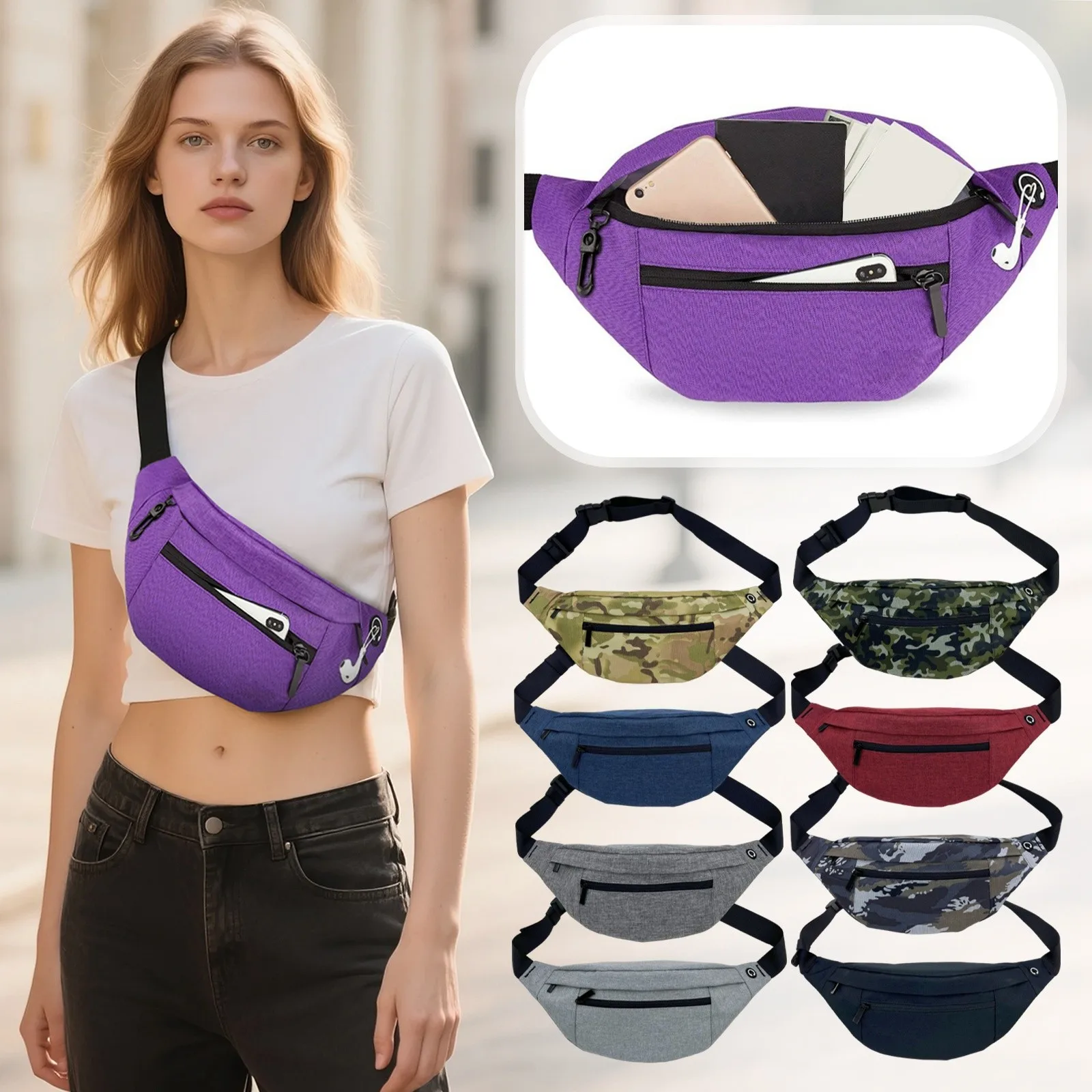 2025 حقيبة خصر رياضية خارجية جديدة ذات سعة كبيرة بكتف واحد متعددة الاستخدامات حقيبة كروس غير رسمية #2