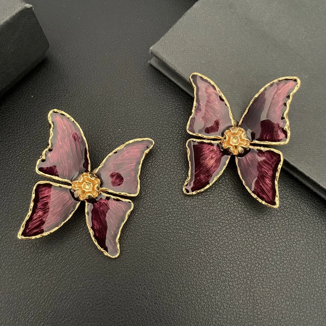 

Europe Vintage Jewelry Famous Designer Brand Butterfly Earring Ear Clip Women Trend