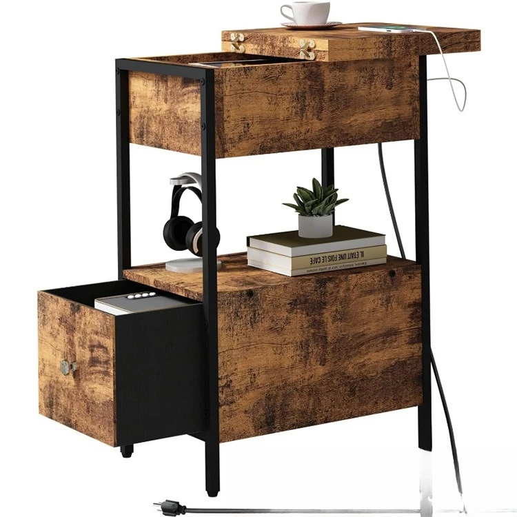

With flip cabinet and fabric drawers, bedside table, bedside table