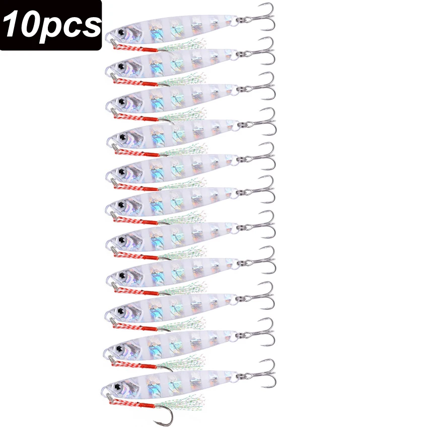

10pcs Metal Jigs Fishing Lure Weights 40g 28g 21g Pesca Sea Long Shore Casting Jigging Lure Jig Spoon Sinking Fishing Lure Set