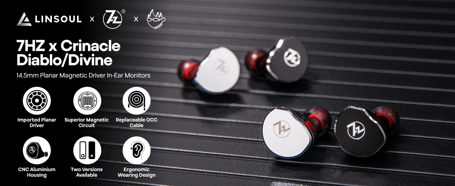 7Hz x Crinacle: Di-ablo/Divine Planar Magnetic Driver In-Ear-Monitore mit hochwertigen Aluminiumgehäusen und abnehmbarem Kabel – Detail 1