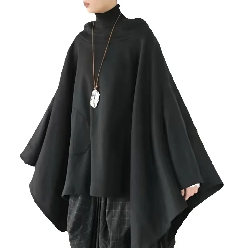 

Осень-зима, пальто большого размера, женский плащ, новинка 2025, модный свободный повседневный пуловер с капюшоном, однотонный, нерегулярный, верхняя одежда, женская