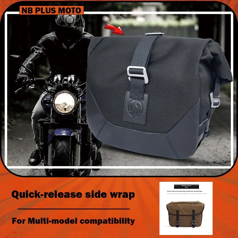 【Premium】Bolsa de hombro para motocicleta, bolsa lateral, mochila, bolsa impermeable retro, bolsa lateral, verde militar retro