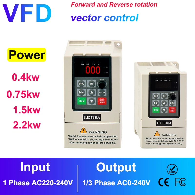 

400W 750W Frequency Converter 1-phase 220V motor speed Control VFD Inverter 1.5KW/2.2KW AC Drive