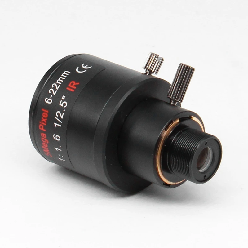 6-22mm 5MP M12 Mount Varifocal Lens F1.6 Manual Zoom Lens High-Definition Network Lens for 5MP Security Cameras B-ABAM