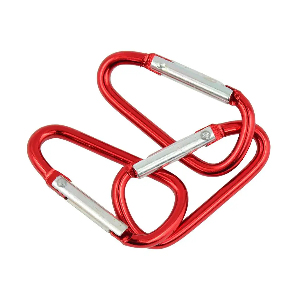 20 Pieces Red D Shaped Aluminum Carabiner Hook Keychain Snap Clip Climbing