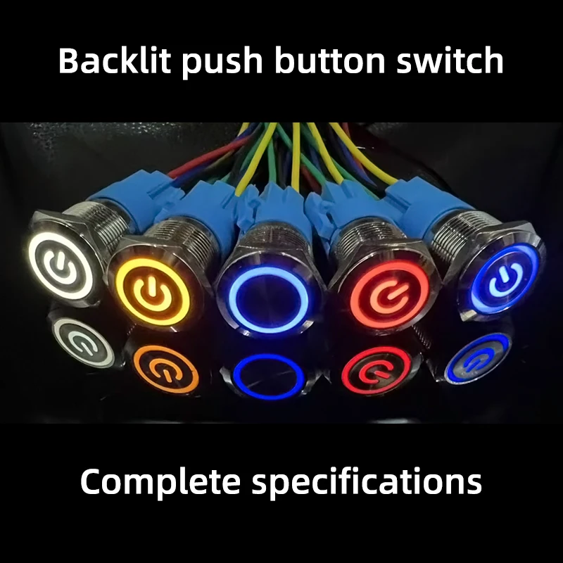 

Waterproof Metal Push Button Switch 16mm 19mm 22mm Self-Locking/Reset LED Light 12V DC - Flat Head for Car Boat Industrial Cont