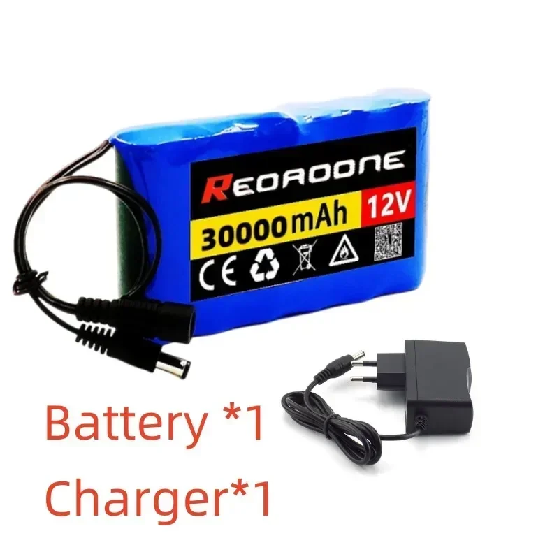 NEW Portable Super 12V 30000mah Battery Rechargeable Lithium Ion Battery Pack Capacity DC 12.6v 30Ah CCTV Cam Monitor + Charger