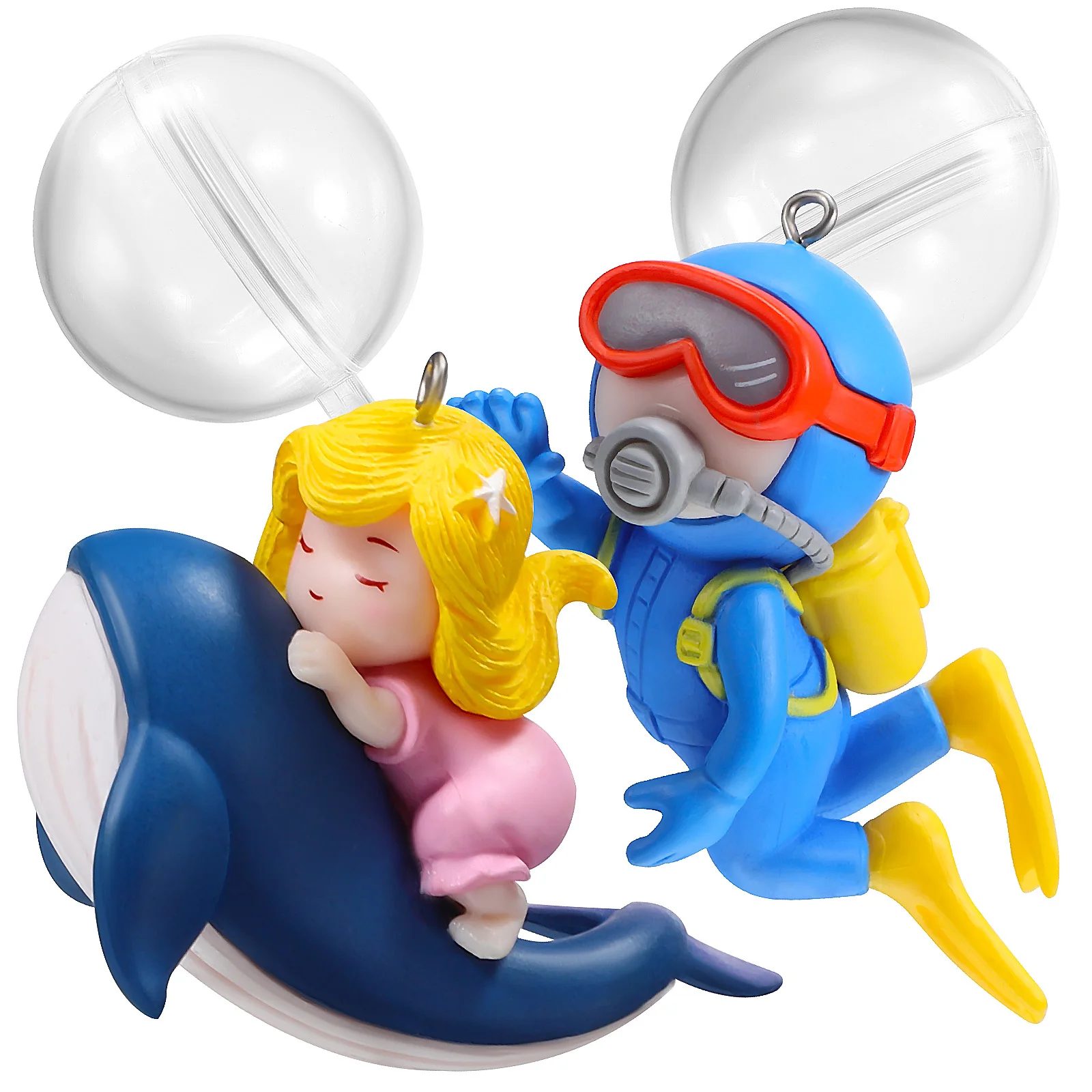 

2 pcs Diver Ornaments PVC Floating Decorations for Fish Tank Aquarium Girl Scuba Durable Fade Resistant Pet Supplies