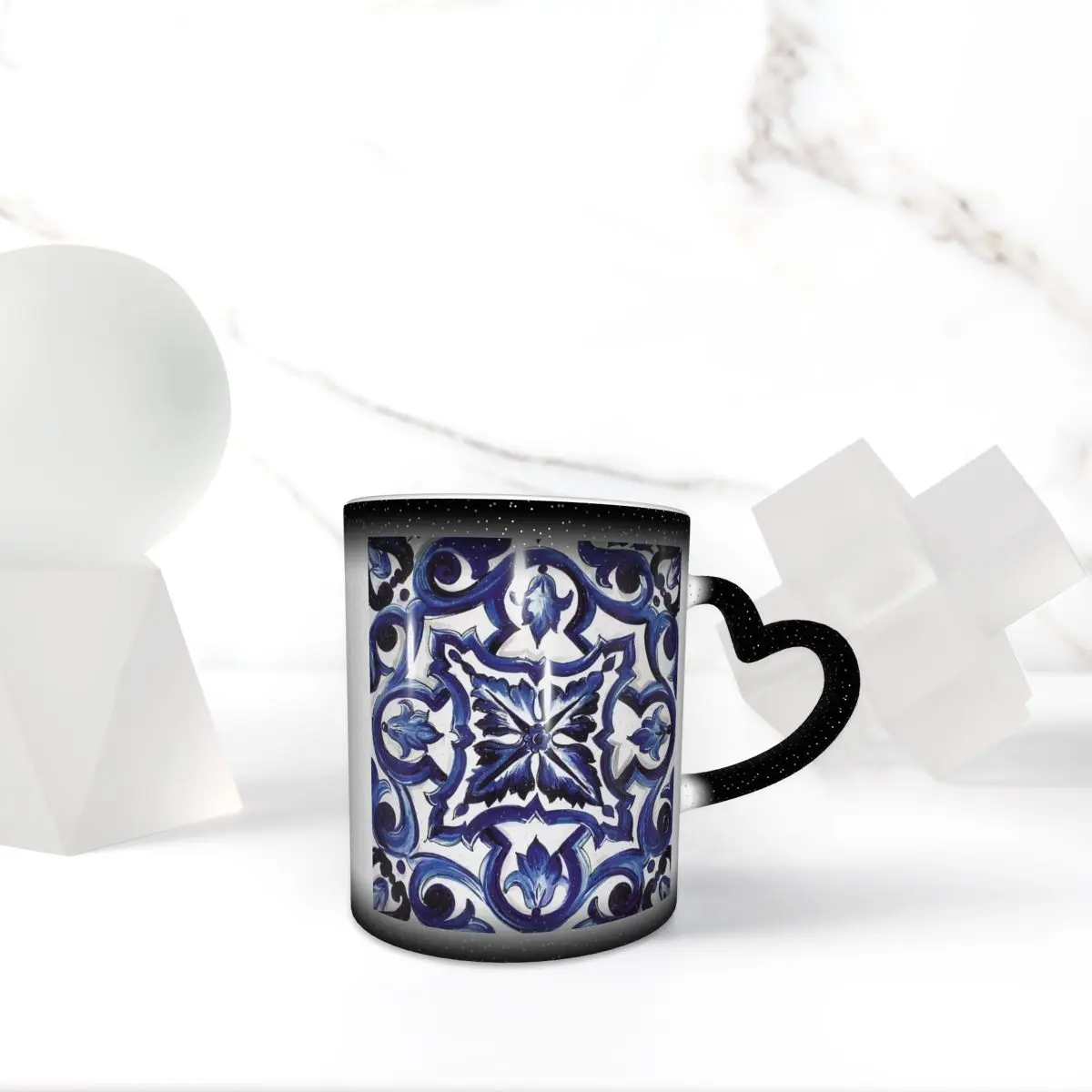 

Blue Ornate Floral Mediterranean Sicilian Tile Mug Funny Ceramic Coffee Cups Tea Mugs Milk Cup Drinkware Gifts for Friends