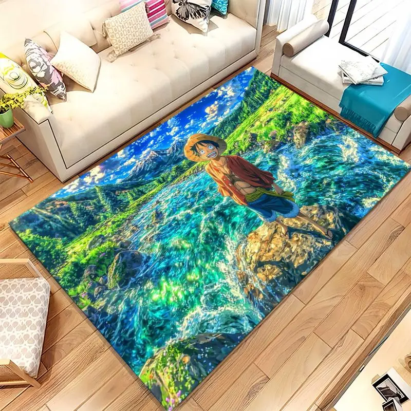 Anime Zoro One P-Piece Straw Hat Pirates Soft Non-Slip Area Rug for Living Room,Bedroom Playroom Carpet Mat for Sofa,Home Decor