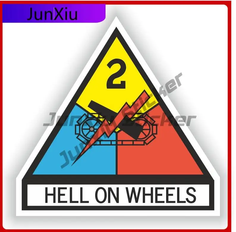 

2nd Armored Division Hell on Creative Truck Helmet Scratch Cover Car Styling Vinyl Decal For Car Truck SUV Window Bumper Laptop