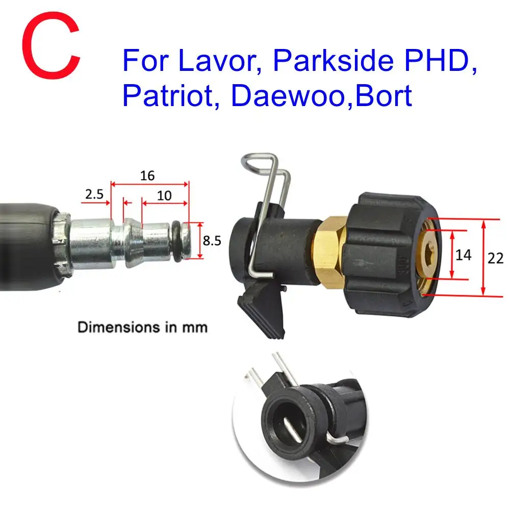 Pressure Washer Hose Outlet Connector Converter For Karcher Lavor Bosch Nilfisk STIHL AR Blue To M22 Connect