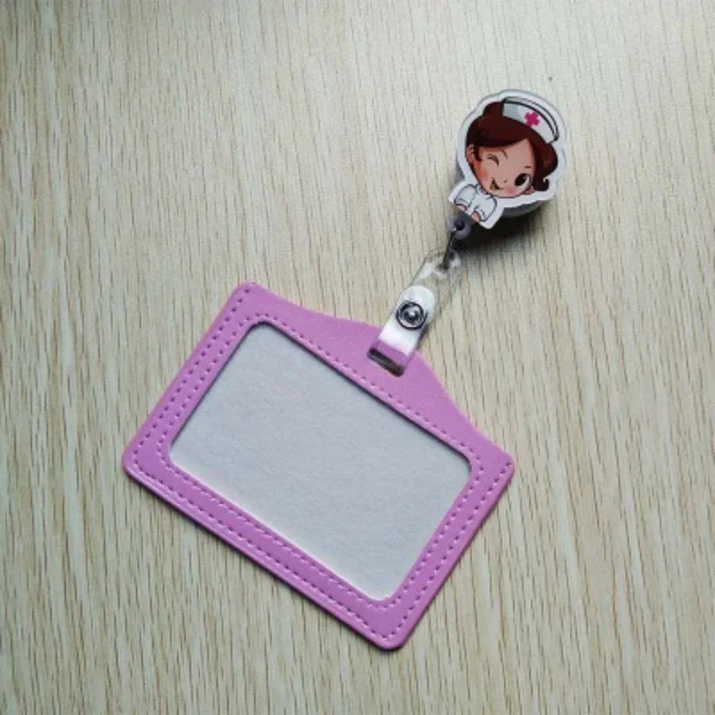 Nurse's Cartoon Card Holder with Retractable Badge Reel Hospital Medical Workers Work Card Name Card Holder