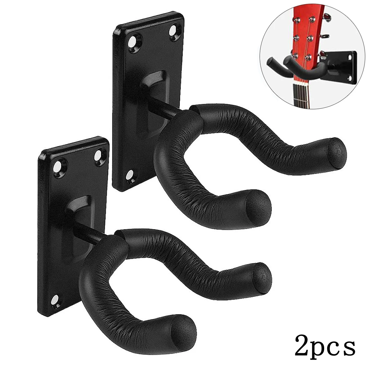 

2pcs/lot Wall Mount Guitar Hanger Hook Holder Metal Covered Soft Sponge Coat for Guitar/ Bass/ Violin / Mandolin / Ukulele