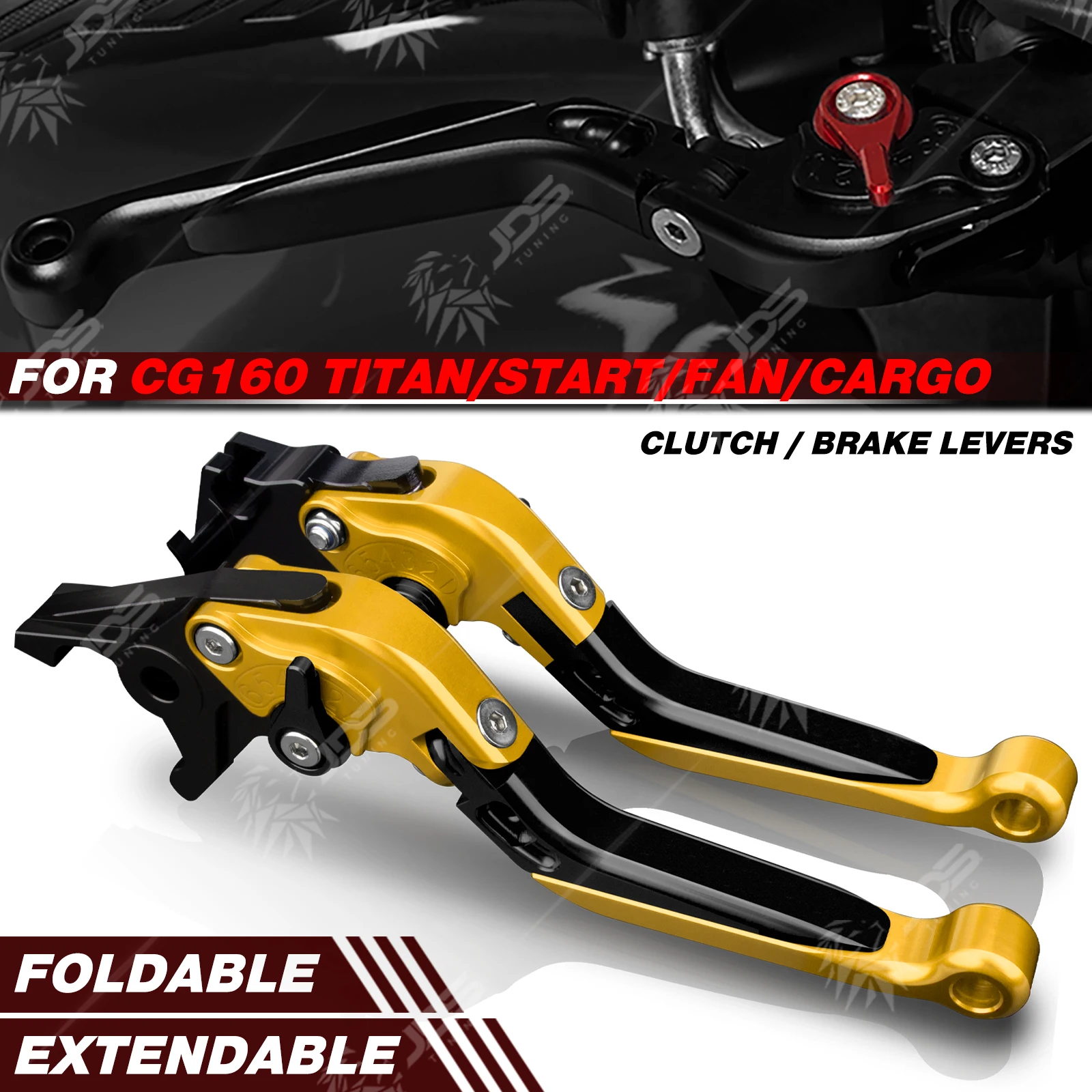jdstuning-ホンダ-cg160-titan-start-fan-cargo-用-折りたたみ式クラッチ＆ブレーキレバーセット-調整可能レバー-アクセサリーパーツ