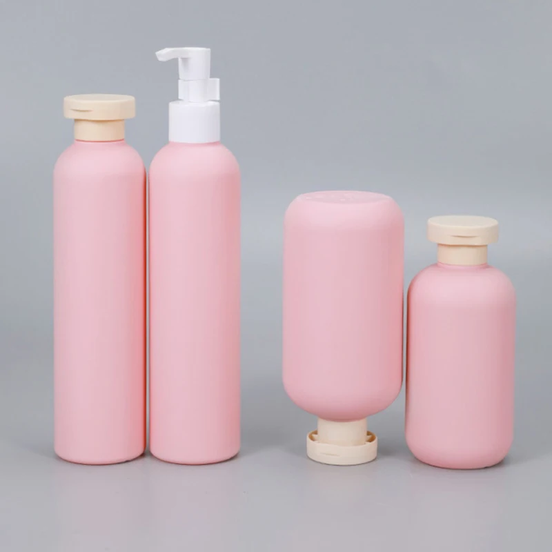 1Pc 100/200/260/300ml Pink Children's Shower Gel Shampoo PE Plastic Empty Round Bottle Lotion Press Dispenser Bottle