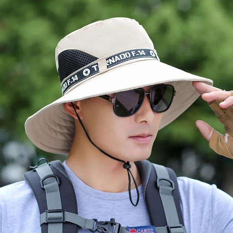 Summer Bucket Hat For Men Fisherman Cap Fishing Outdoor Sunshade Unisex Brim Sunscreen Riding Hiking Suncreen Sunhat camouflage