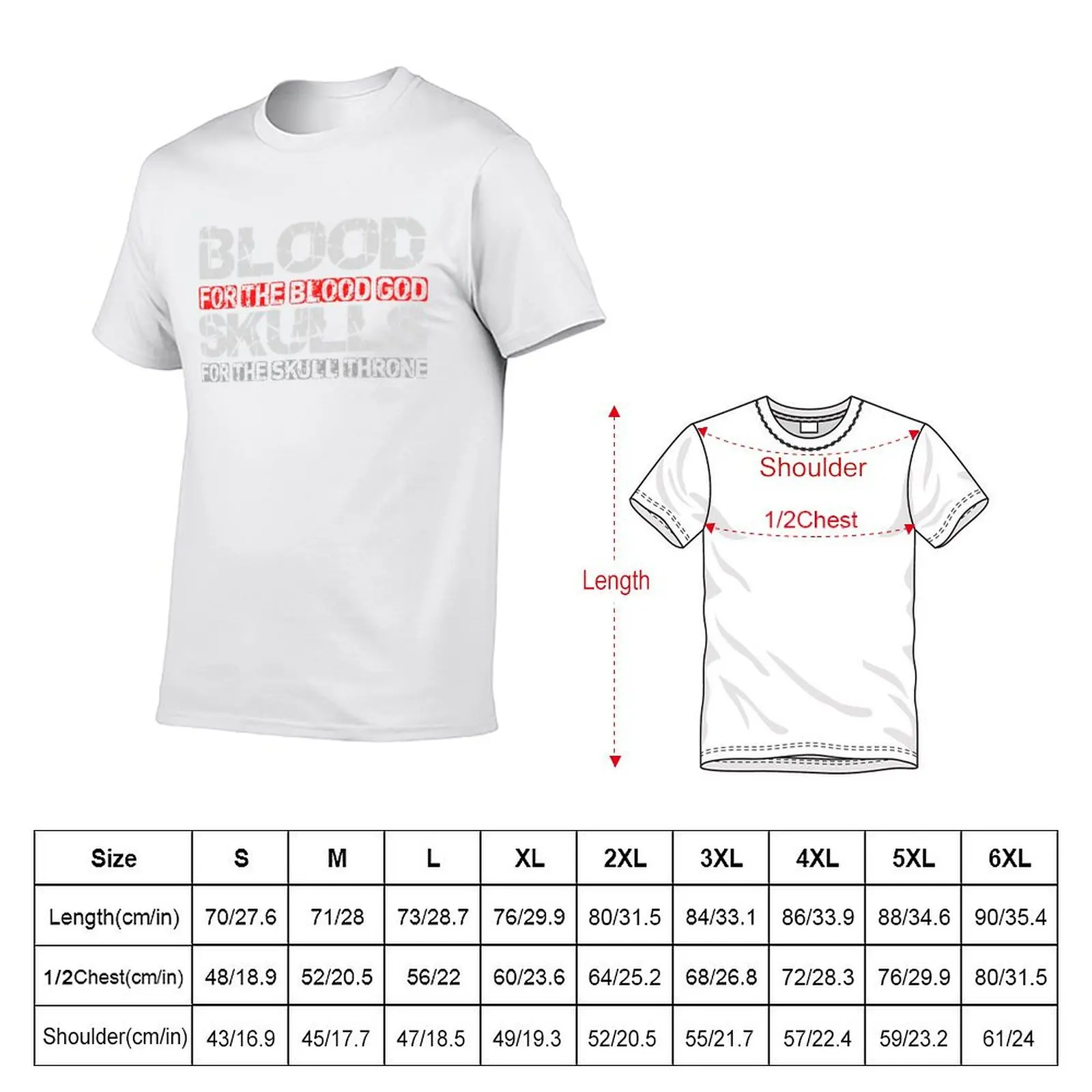 Blood For The Blood God, Skulls For The Skull Throne Print T-Shirt Breathable Sportswear T-Shirt for Men