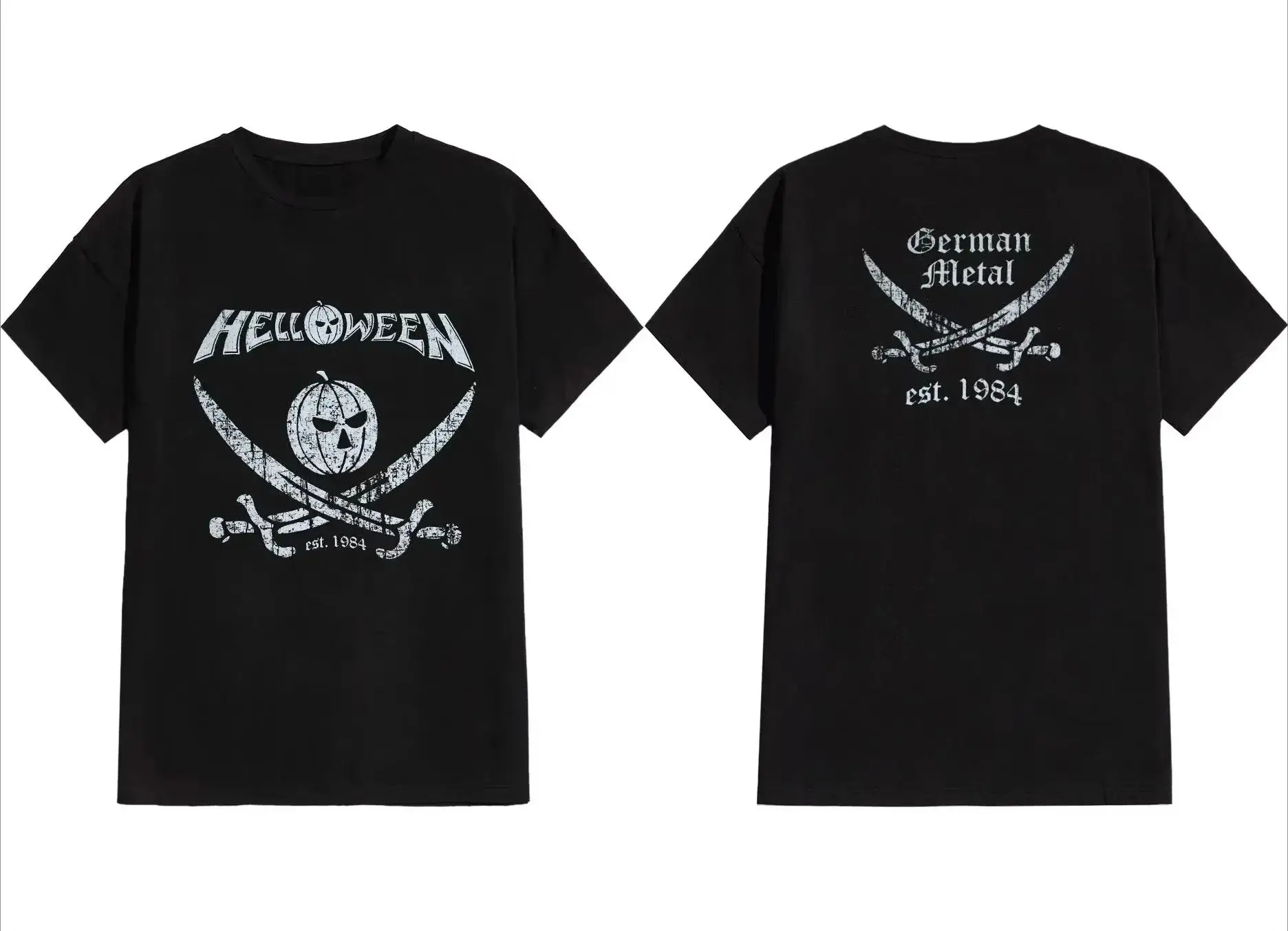 ③★ HELLOWEEN ⚫ ハロウィン ⬛︎ メタルＴシャツ 黒 M S5750d0be60f549a7b5b898f7dfd19