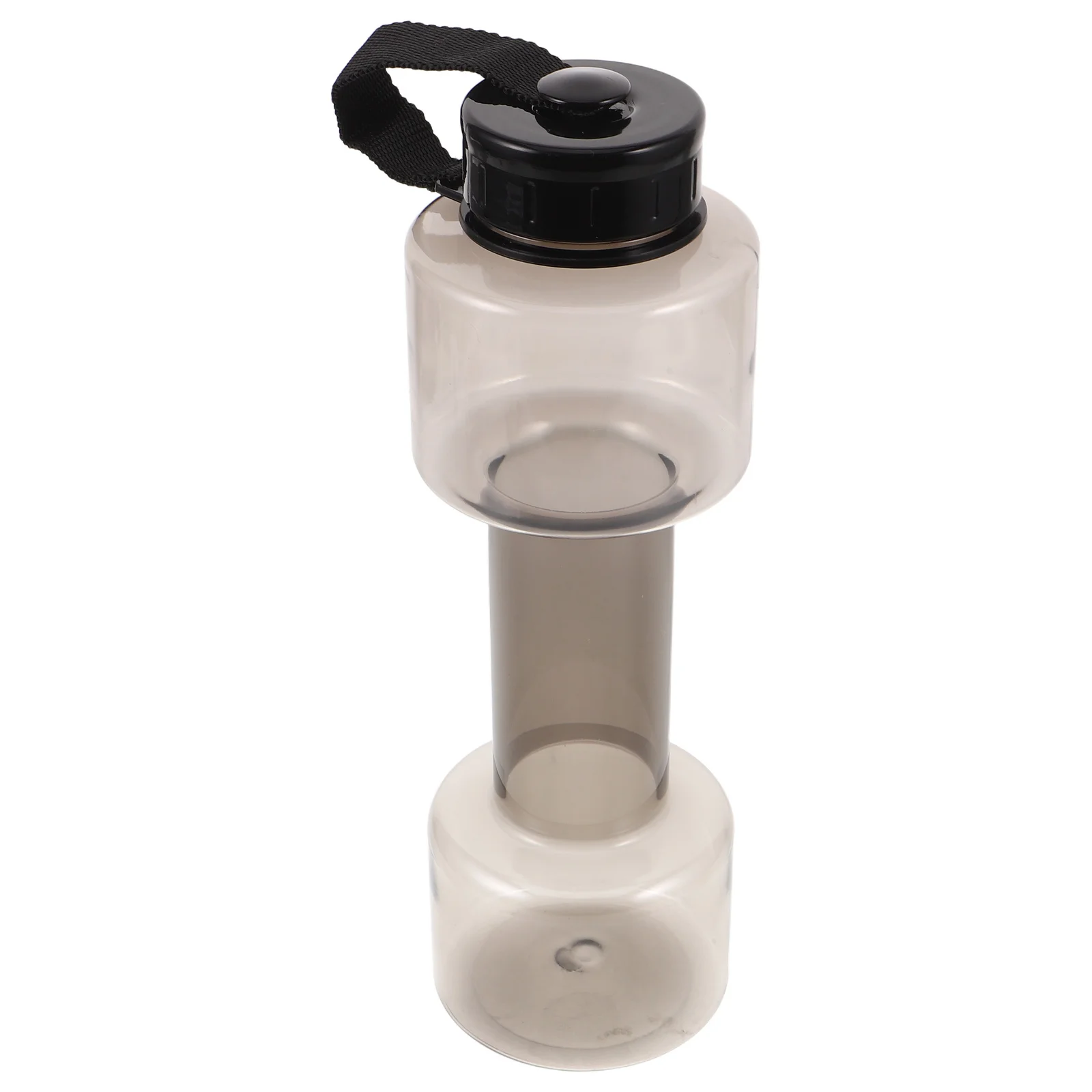 زجاجة دمبل بلاستيكية سعة 700 مل، قارورة مشروبات محمولة للتدريب على اللياقة البدنية وصالة الألعاب الرياضية والرياضات الخارجية ومقاومة للبقع باللون الرمادي