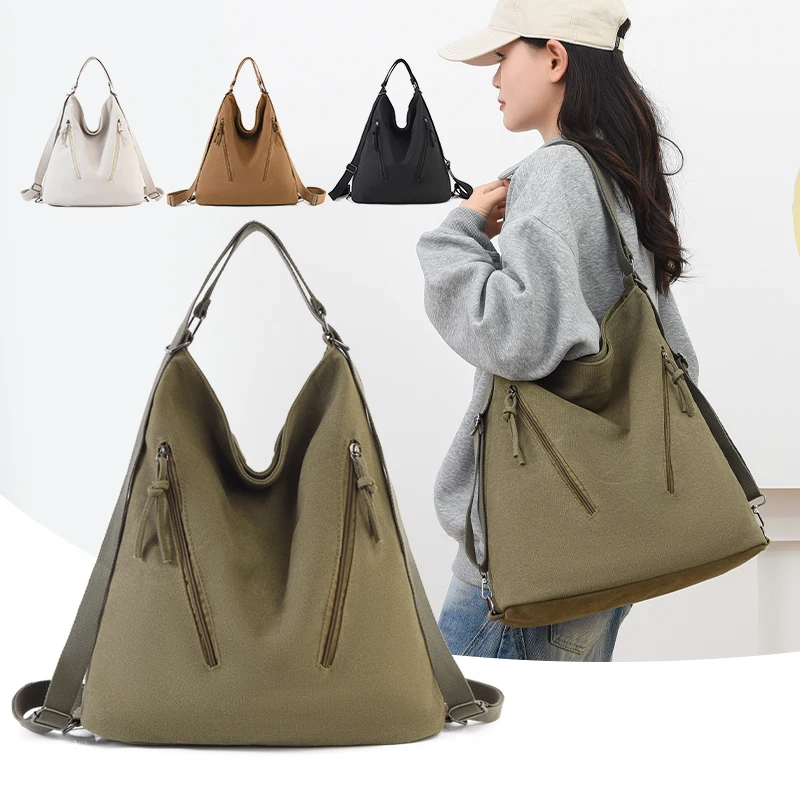 

Female 2025 Multifunctional Dual-use Bag Commuter Work Travel Single Shoulder Bag Trendy Soft College Class Backpack Tote Bags