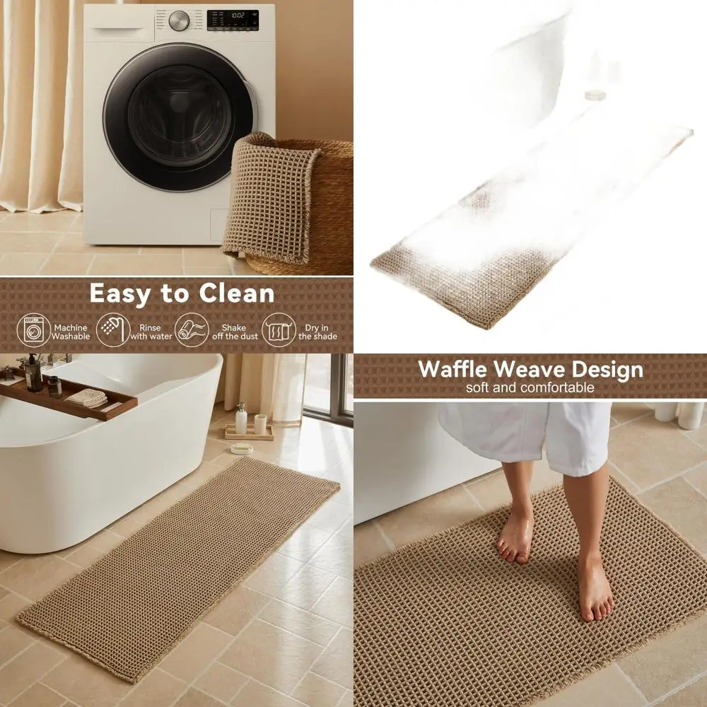

Long Non-Slip Soft Absorbent Quick-Dry Bathroom Rug, 24x72, Khaki