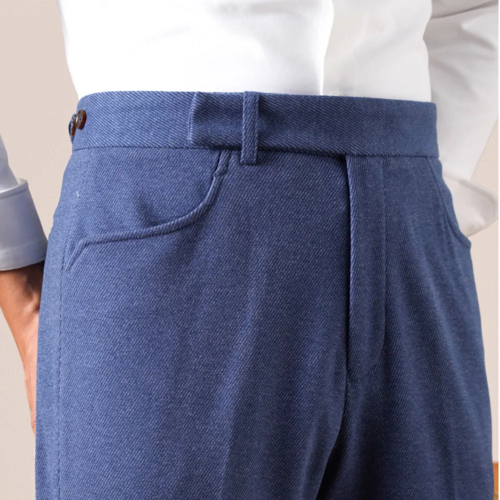 

Autumn Winter Casual Men's Slim Fit Brushed Business Commuter Stretch Adjustable Waist Suit Trousers Pantalon Casual Homme Pants