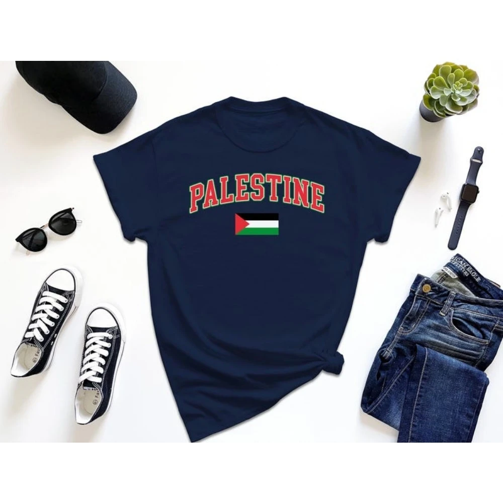 Palestine Shirt Simple Flag Printed Sweatshirt Summer Breathable Camisetas Fit Sweatshirt for Daily Wear Pattern Clothes
