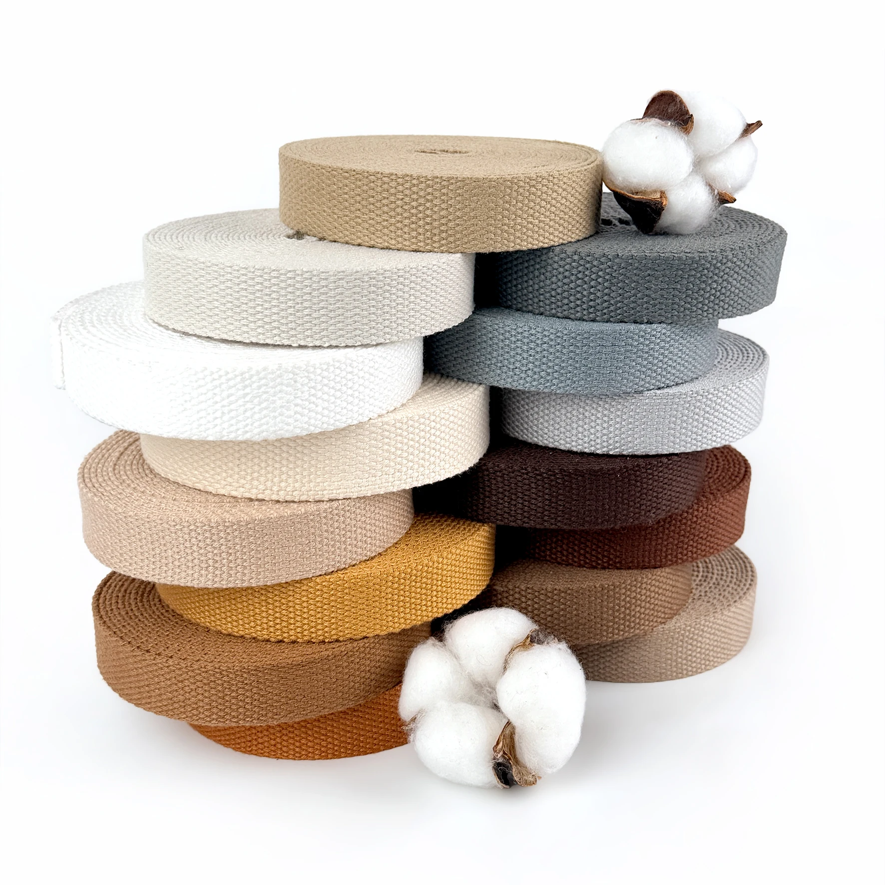 6mm/20mm 단색 폴리에스터-면 혼방 웨빙 |   길이 3야드, 두껍고 친환경적입니다. |   내마모성, 세탁 가능, 다목적 |   DIY/가방/의류 액세서리 (검정, 흰색, 회색, 자연색)