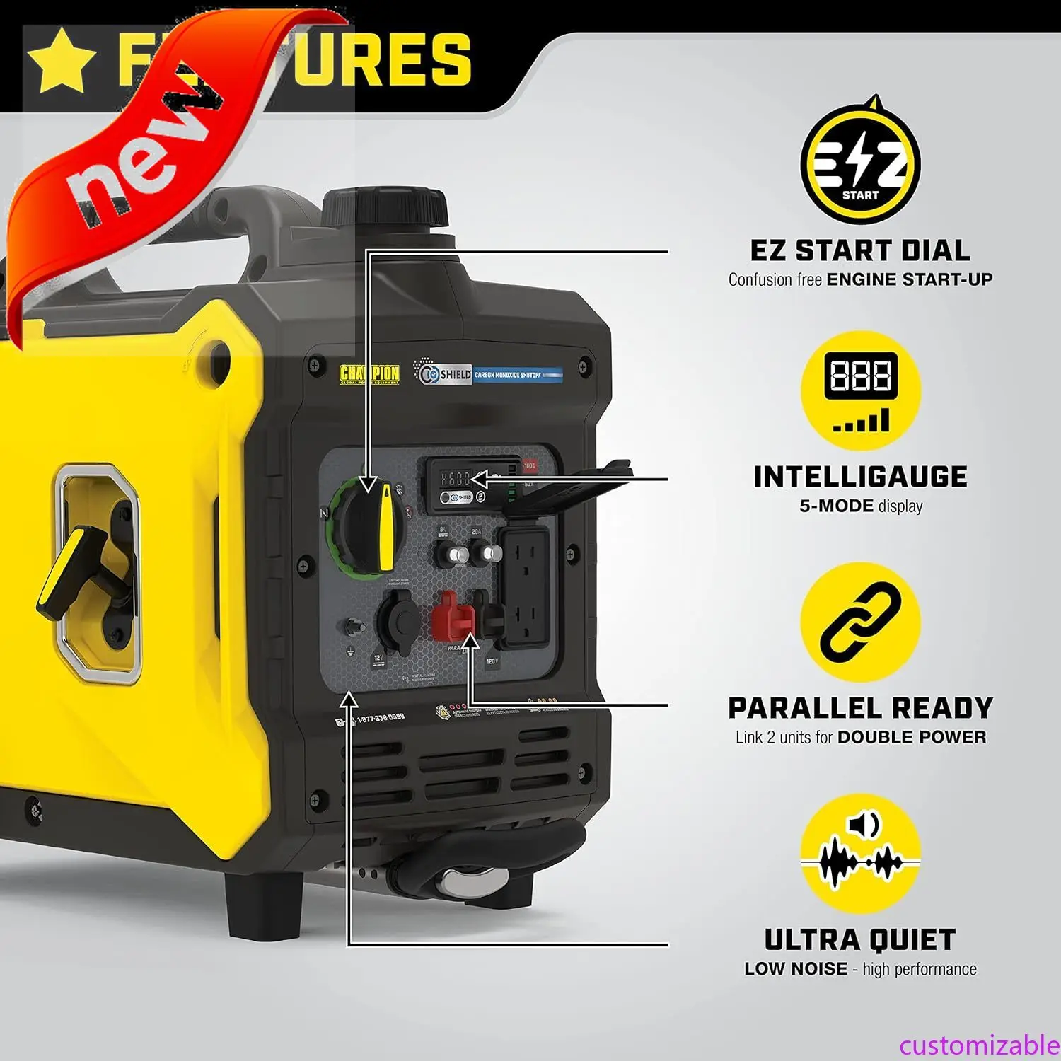 

Настраиваемый портативный инверторный генератор мощностью 3500 Вт с тихой технологией и защитой CO