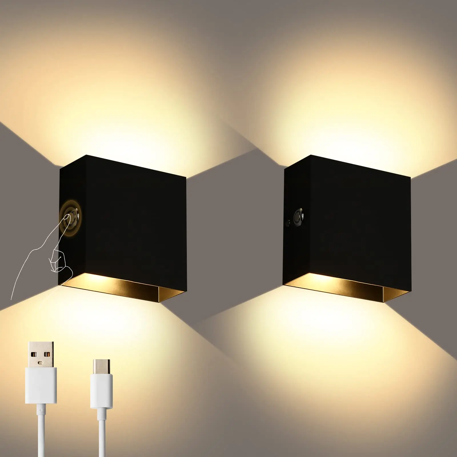 

Rechargeable USB Wall Sconce lights Touch Dimming Magnetic LED Wall Mounted Lamp For Bedside corridor Stairwell