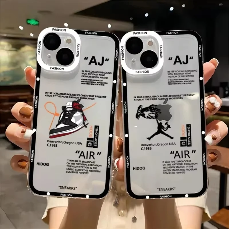 Ins Hot Off zapatos deportivos marca funda de teléfono para iPhone 16 15 14 13 12 11 Pro Max XS X XR 7 8 SE NEAKERS cubierta suave fina transparente