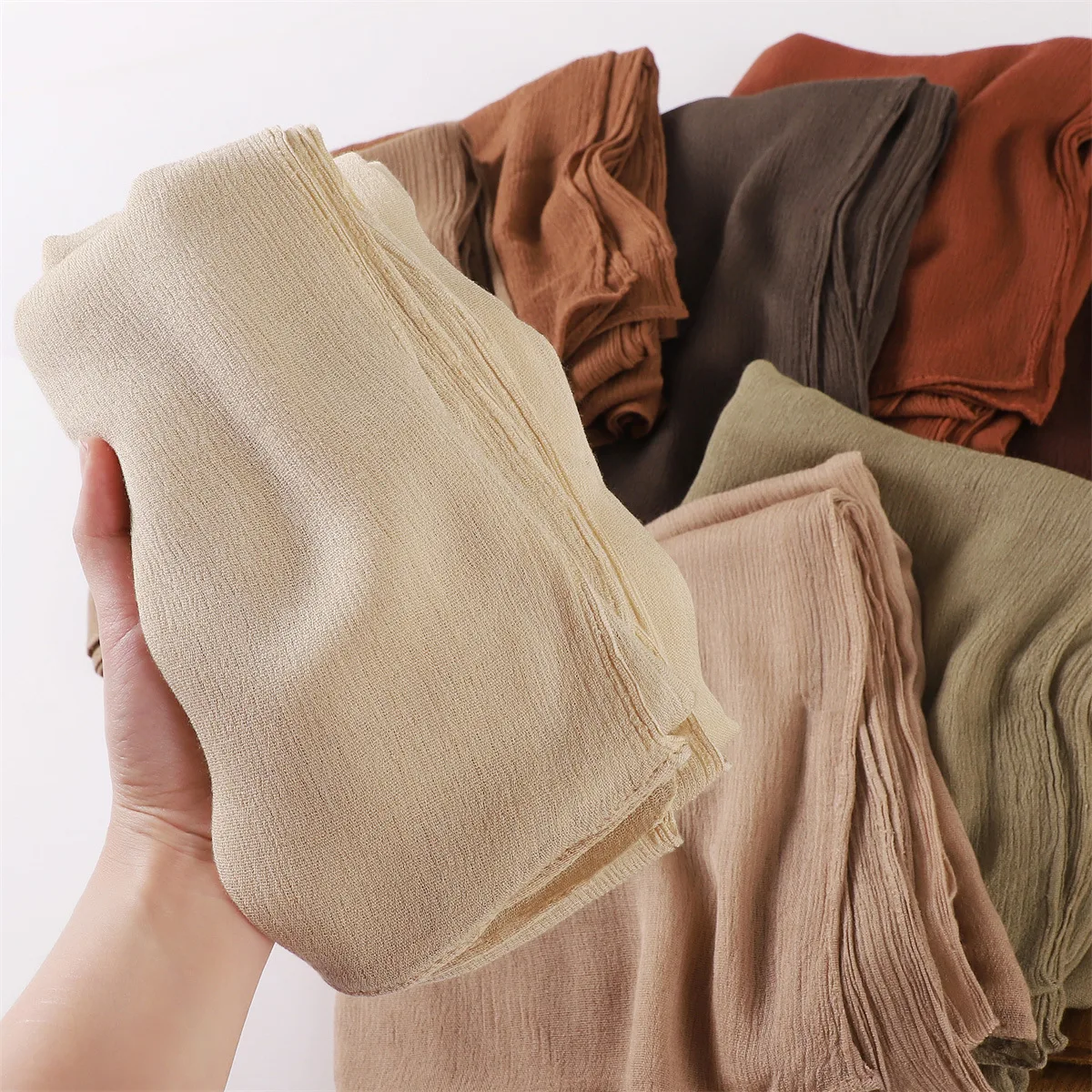 

Women Big Size Plain Solid Cotton Rayon Crease Hijab Scarf Lady High Quality Wraps and Shawls Musulman Headband Islamic Turban
